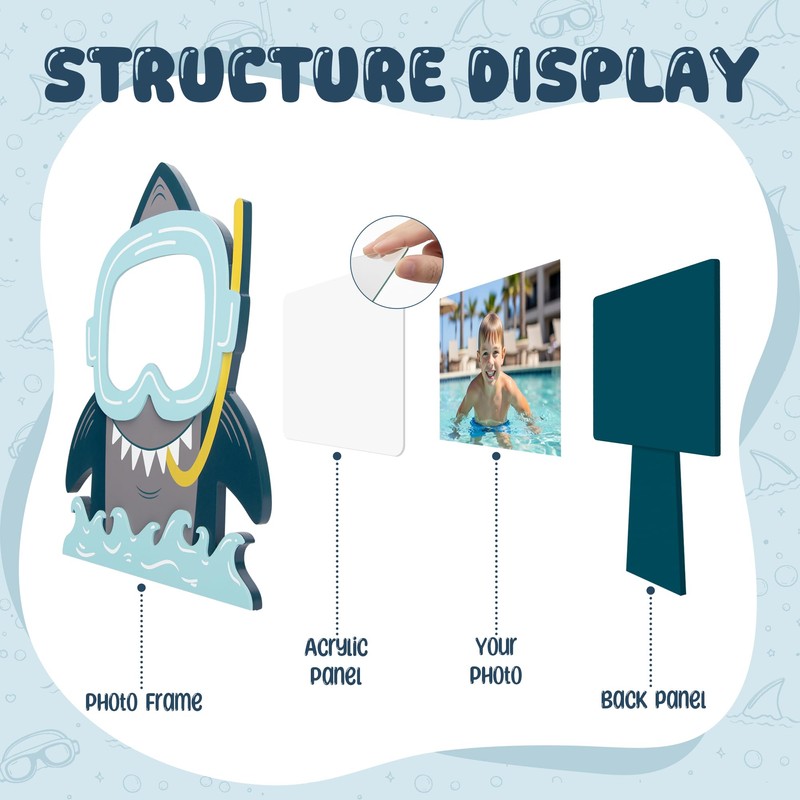 Shark Picture Frames 4x6, 2 Pack Ocean Room Decor for