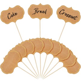 50 Pieces Cheese Markers for Charcuterie Board Buffet Labels Food Tags Blank Toothpick Flags Appetizer Signs Chalkboard Cupcake Toppers Picks for Wedding Birthday Party Decorations (Brown)