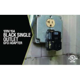 Yellow Jacket 2762, 120-Volt, 15-Amps, 1800-Watts Single Outlet GFCI Adapter, For Indoor Use With Manual Reset, Black