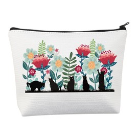 BNQL Flower Cat Makeup Bag Cat Gifts for Cat Lovers Flower Cat Gifts Funny Cat Gifts Cat Owners Gifts Cat Cosmetic Travel Bag (Flower Cat Makeup Bag)