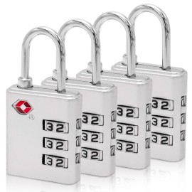 Unbranded TSA Lock Suitcase Travel Luggage 3 Digit Combination Reset Padlock Backpack New - 4-Pack