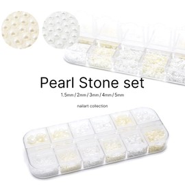 [Large Capacity] Pearl Rhinestone Set 0.06 - 0.2 inches (1.5 - 4 mm) | For Nail Art Decoration | White Cream Nail Parts