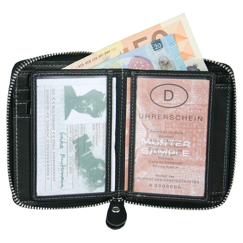 CF CATTERFELD Men's Genuine Leather Wallet with RFID Protection, black,