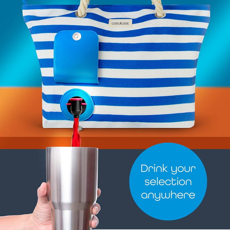 CORK & VINE Insulated Wine Tote Bag with 3 Beverage