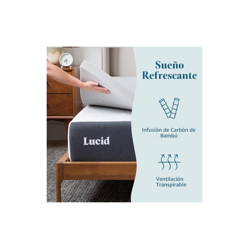 Lucid - Colchoneta de Memory Foam con Infusión de Carbón