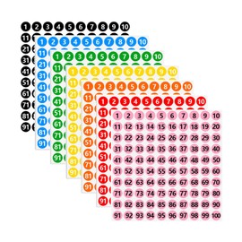 UnnormalS Number Stickers 0.4 inch (1 cm) Waterproof Stickers 1-100 Number Stickers Colorful (Pack of 35)