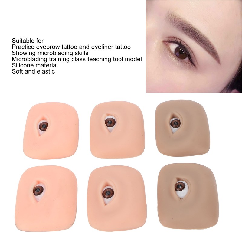 3 Pairs 3D Fake Eye Practice Skin Silicone Microblading Eyebrow