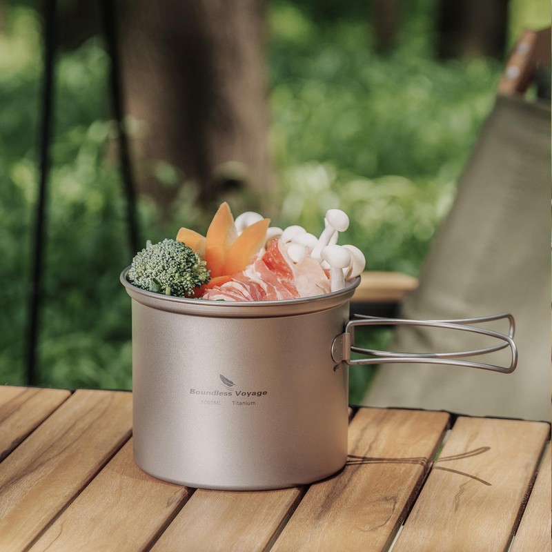 Boundless Voyage Pentola in titanio con manico pieghevole Set di