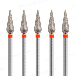 Generic KMIZ Diamond Nail Bits DDR 4-12S (5Pack), Drop Cuticle Drill Bit, Pro Diamond Nail Bits for Nail Manicure. Small, Metallic