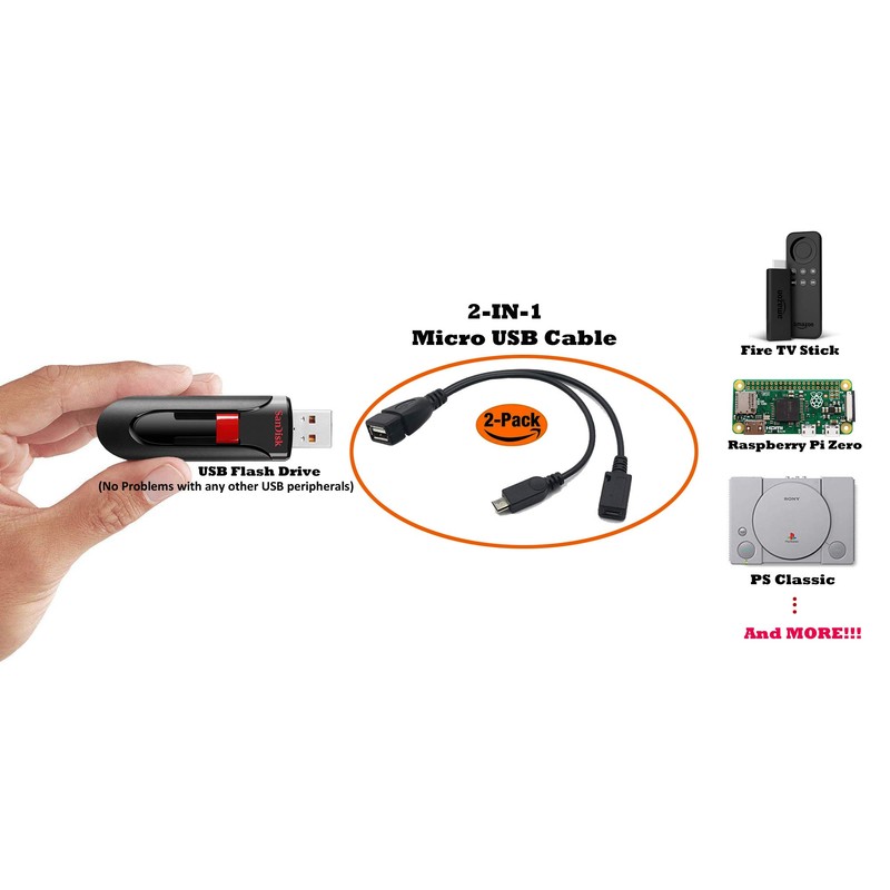 AuviPal 2-in-1マイクロUSBケーブル（OTGケーブル+電源ケーブル）-2パック