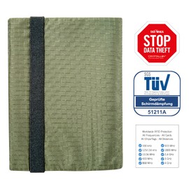 Tatonka Card Holder 12 RFID B - Credit Card Case with RFID Blocking - TÜV Tested - Offers Space for 12 Bank Cards - 12.5 x 9 x 1 cm - Olive Green