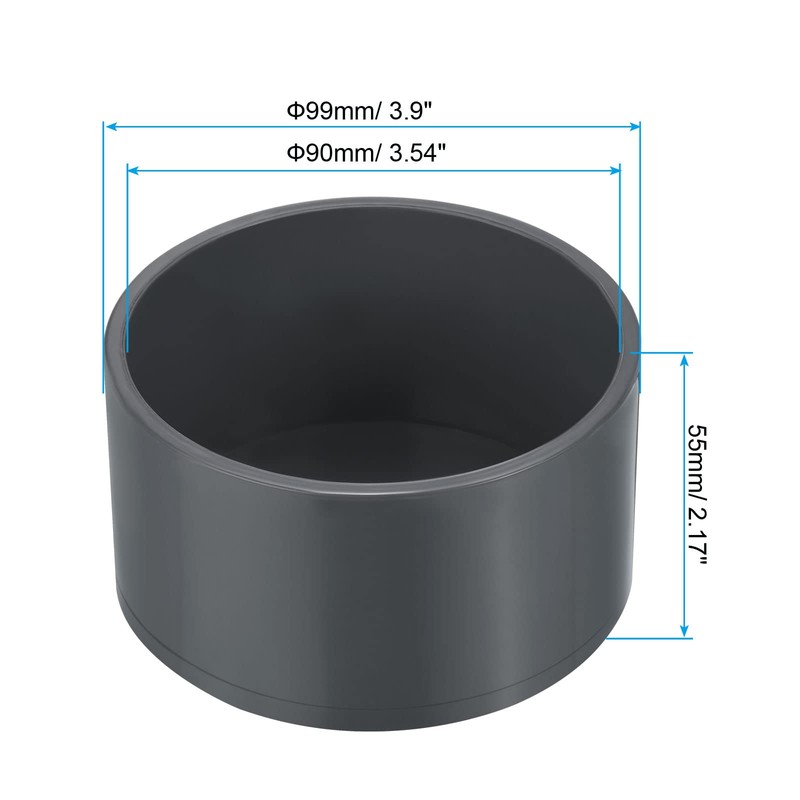 PATIKIL 90mm UPVC Pipe End Cap Fitting, 3 Pack Furniture