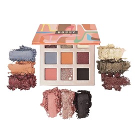 Bossy Cosmetics Style Meets Substance Eyeshadow Palette, Vegan Eye Makeup Kit, Beauty Gift Set for Women, Cruelty Free, Includes 9 Long Lasting Colors - Matte, Glitter, and More
