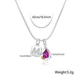 Lunestral S925 Silver Alphabet A-Z Initial Crystal Pendant Neckalces for Women Girls, Birthday Christmas Jewellery Necklace Gifts (Alphabet M)
