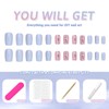 Flower Press on Nail Short 24pcs Spring Summer Flower Fake