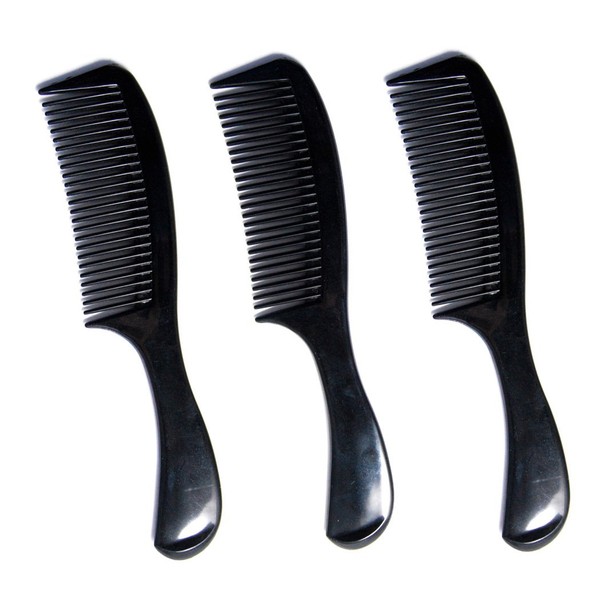 Luxxii - (3 Pack) 8" Styling Essentials Round Handle Comb (1 Pack) 6.75" Black Fist Metal Afro Pik for All Hair Types (Black)