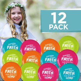 Fun Express - Exercise Your Faith Flying Discs - Toys - Active Play - Flying Discs & Kites - 12 Pieces