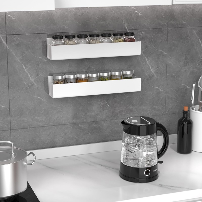 PMMASTO Adhesive Acrylic Spice Rack Organizer for Wall with Nano