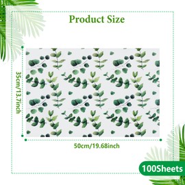 SINGOMON 50 Sheets Green Leaves Gift Wrap Paper Green Tissue Paper Eucalyptus Decorative Gift Wrapping Paper Sheets for Baby Shower Birthday Wedding Spring Tissue Paper DIY Crafts