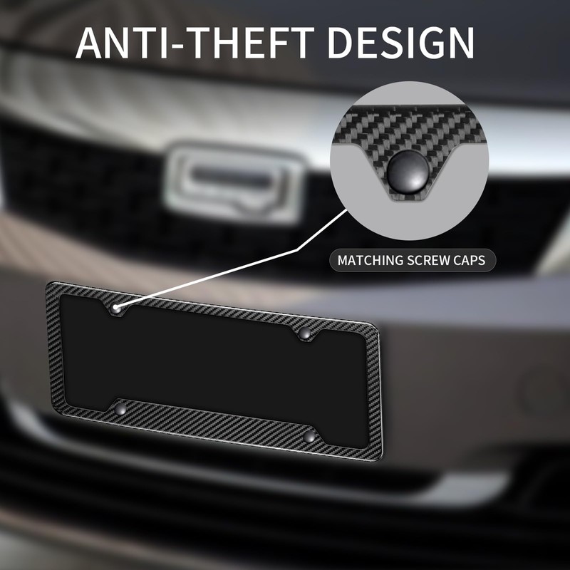 Real Carbon Fiber License Plate Frame, High Gloss Finish License