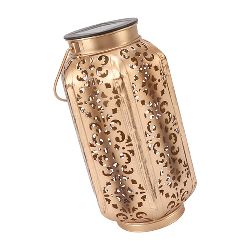 LED Solar Lantern Waterproof Hanging Metal Lamps Small Hexagonal Lantern