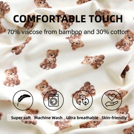 LifeTree Diaper Changing Pad Cover for Boys Girls - Soft Muslin Fitted Changing Table Sheets - 16"x32" 70% Viscose from Bamboo and 30% Cotton Blend - Bear Pattern