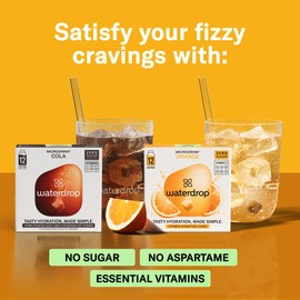 Waterdrop Microdrink Cola Orange Soda Mix - 24 water flavering drops make 48 Drinks with Vitamins - Naturally flavored water enhancer sugar free - Alternative to flavored syrups - Easy hydration