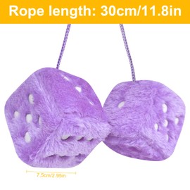 Rumyve Car Hanging Furry Dice, Vintage Car Hanging Dice,2pcs Car Pendants with Car Interior Decoration, Plush Car Decoration Pendant Accessories(Purple)