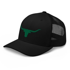 RIVEMUG Green Texas Western Trucker Hat Longhorn Mid Crown Curved Bill Rodeo Cowboy Ranch Adjustable Cap