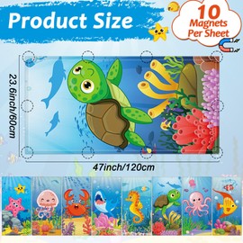 6 Pcs Fluorescent Light Covers with 60 Magnets Decorative for Classroom Ceiling Lights 4 x 2 Feet Magnetic Light Cover Filter Easy Install for Office Hospital Home Ceiling Supplies (Ocean Animal)