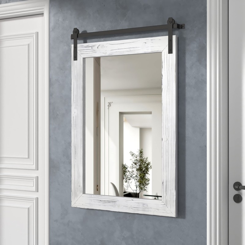 COGOOD Farmhouse Barn Door Mirror - 26" X 17" Rustic
