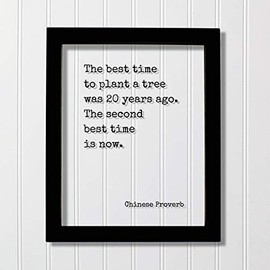 Chinese Proverb - Floating Quote - The best time to plant a tree was 20 years ago. The second best time is now