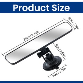 Rear View Mirror Adhesive, Strong Grip Mirror for Car with Gel Suction Cup and Anti-Slip Screw, Universal Espejo Retrovisor para Carro with Wide-Angle View and All-Around Visibility for Car SUV Trucks