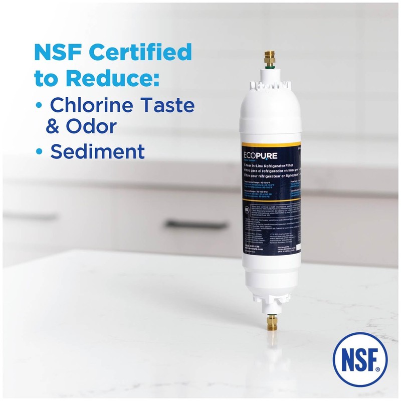 EcoPure EPINL30 5-Year In-Line Refrigerator Water Filter – Universal Fit