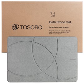 TOSORO - Stone Bath Mat, Diatomaceous Earth Non-Slip Stone Shower Mat - Quick Drying Absorbent Bath Mats for Bathroom - Elegant & Modern Design, Easy to Clean (23.5 x 15) - Graphite