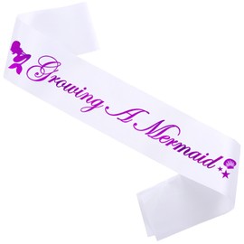 Chicelite Growing A Mermaid Sash,Baby Shower decorations Sash,New Mom or Dady Gifts Baby Shower Party Gender Reveals Party Gifts Purple Foil
