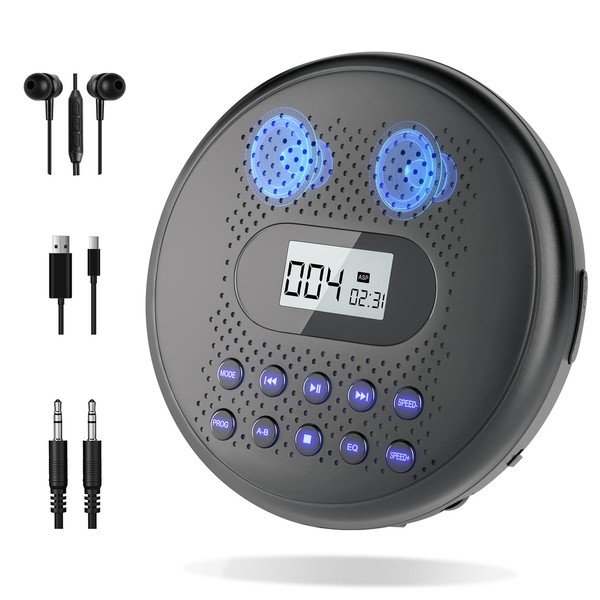 ARAFUNA Portable CD Player with Dual Stereo Speakers, Rechargeable CD