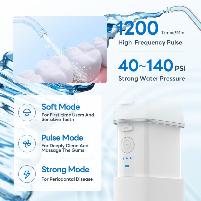 Mini Water Flosser - Portable Cordless Oral Irrigator with Telescopic