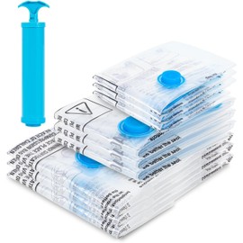 MagicQCraft 6 Pack Vacuum Storage Bags(2 Jumbo,2 Large,2 Medium),Vacuum Compression Zipper Storage Bags with Airtight Valve and Hand Pump,Save 80% More Storage Space Work