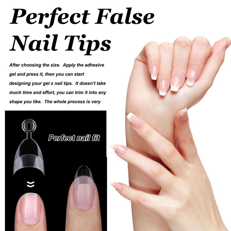 120 PCS Short Almond Nail Tips – Clear Press-On Acrylic