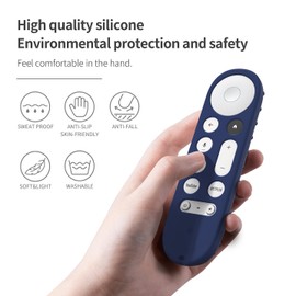 AKSHFETH Remote Case for Google TV Streamer 4K Remote 2024 Google GY3LE Silicone Protective Cover Sleeve with Lanyard (Dark Blue)