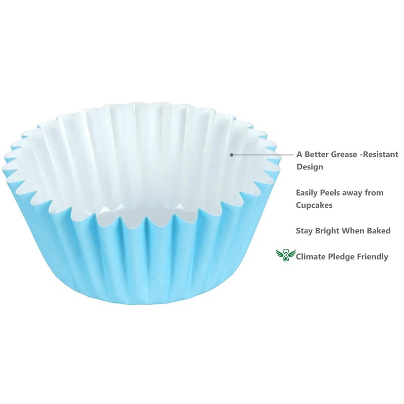 Caperci Grease-Resistant Standard Blue Cupcake Liners 150 Counts - Heavy
