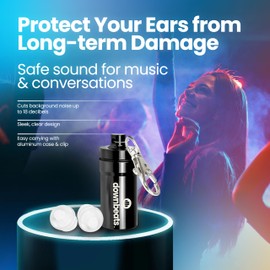 High Fidelity Ear Plugs for Hearing Protection - Discreet, Clear Ear Plugs for Concerts, Festivals & Noisy Events - Up to 18dB Background Noise Reduction Rave Earplugs - Comes with Aluminum Case
