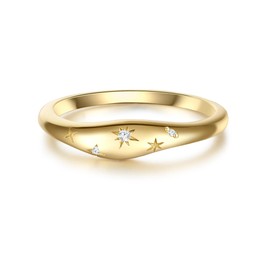 Glanzstücke München Women's Ring 925 Sterling Silver Yellow Gold-Plated with Stars Zirconia White – Motif Ring Band Ring Silver Ring Yellow Gold Star, Silver, Cubic Zirconia