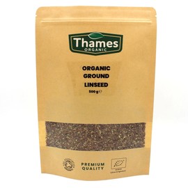 Organic Ground Linseed | Flaxseed Brown 500g-Certified Organic, Non-GMO, Vegan, No Additives, No Preservatives, Resealable Bag by Thames Organic Brown 500g