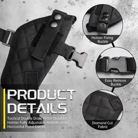 Tactical Double Draw Handgun Shoulder Holster Adjustable Gun Holster with Concealed Carry for Men Fit 1911 and Other Similar Size Gun Accessories Under Arm Shoulder Holster for Shooting Range