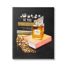 Stupell Industries Be Glamorous Perfume Bottle Cosmetics Leopard Heel Fashion, Design by Ziwei Li, Multi-Color, 16 x 20