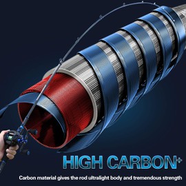 Sougayilang Baitcaster Combo Fishing Rod and Reel Combo, Ultra Light Baitcasting Fishing Reel with Rod Bag for Travel Saltwater Freshwater and Beginner-6.9FT with Left Hand Reel with Rod Bag