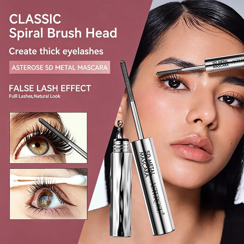 5D Iron Wand Mascara, Waterproof Black, Iron Brush Curl &