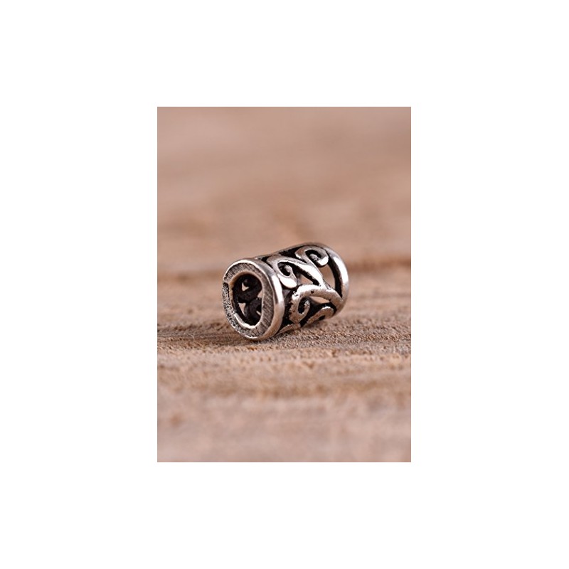 Battle-Merchant Celtic Hair and Beard Bead in Silver Spiral Pattern